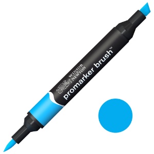 Winsor & Newton Promarker Brush Twin Tip Alcohol Marker Cyan