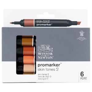 Winsor & Newton Promarker Twin Tip Alcohol Marker 6 Set Skin Tones 2