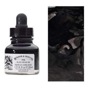 Winsor & Newton Drawing Ink 30ml Black Indian Ink with Dropper Cap