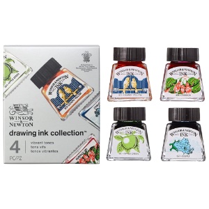 Winsor & Newton Drawing Inks 4 x 30ml Set Vibrant Tones