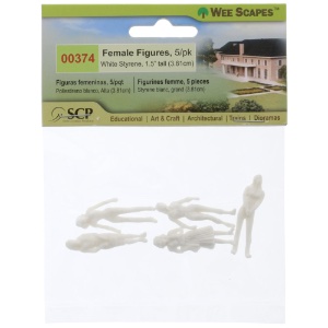 Simi Creative Wee Scapes Female Figures 5 Pack 1.5" White Styrene