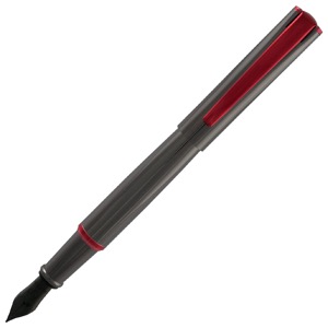 Monteverde Impressa Fountain Pen - Gun Metal with Red Trim