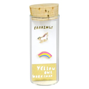 Yellow Owl Workshop Post Earrings Unicorn & Rainbow
