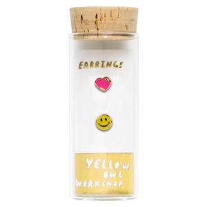Yellow Owl Workshop Post Earrings Happy Face & Heart