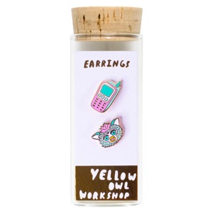 Yellow Owl Workshop Post Earrings 90's Cell Phone & Furby