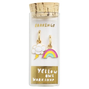 Yellow Owl Workshop Hoop Earrings Rainbow & Cloud