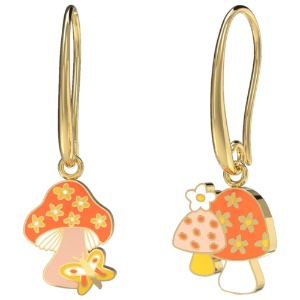 Yellow Owl Workshop Drop Earrings Mushroom Butterfly