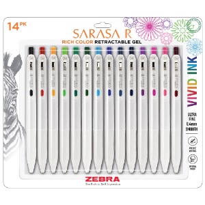 Zebra SARASA R Retractable Gel Pen 14 Pack 0.4mm