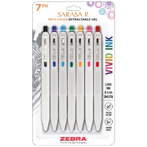 Zebra SARASA R Retractable Gel Pen 7 Pack 0.4mm