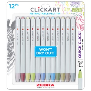 Zebra ClickArt Marker Pen 0.6mm 12 Set Pastel