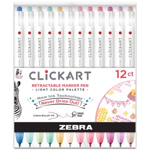 Zebra ClickArt Marker Pen 12 Set Light Color Palette