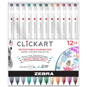 Zebra ClickArt Marker Pen 12 Set Dark Color Palette