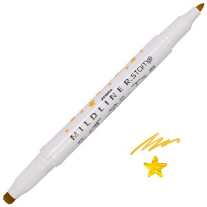 Zebra Mildliner Dual-Tip Stamp Marker Star/Gold