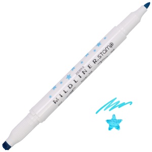 Zebra Mildliner Dual-Tip Stamp Marker Star/Cyan