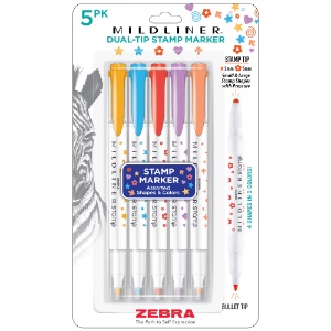 Zebra Mildliner Dual-Tip Stamp Marker 5 Set