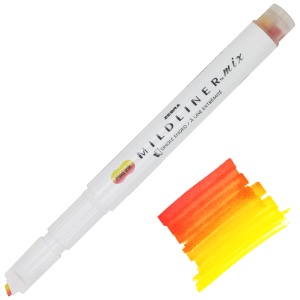 Zebra Mildliner Mix Single Ended Highlighter Marker Lemon Yellow-Coral Pink