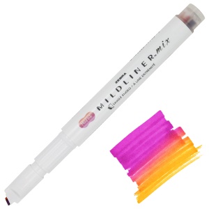 Zebra Mildliner Mix Single Ended Highlighter Marker Magenta-Apricot