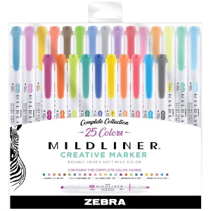 Zebra Mildliner Double Ended Highlighter Marker 25 Set Assorted