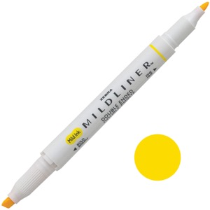 Zebra Mildliner Double Ended Highlighter Pen Mild Lemon Yellow
