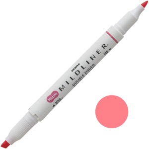 Zebra Mildliner Double Ended Highlighter Pen Mild Coral Pink