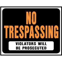 15" x 19" Orange Poly Sign "No Trespassing"