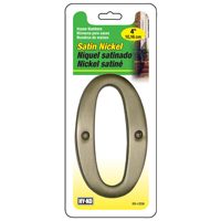 4" Satin Nickel House Number "0"