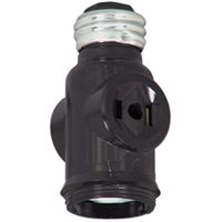 LAMP HOLDER W/2 OUTLETS BROWN