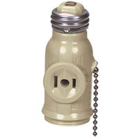 LMPHLDR PULLCHN W/2 OUTLET IVORY