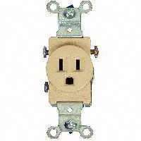 SINGLE RECEPTACLE IVORY 15AMP