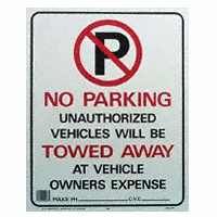 15" x 19" White/Red Poly Sign "No Parking"