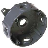 1/2"X 5 HOLE ROUND BOX W/P GRAY