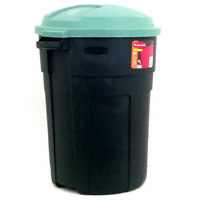 GREEN GARBAGE CAN 32GAL W/LID