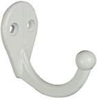 CLOTHES HOOK SGL WHITE