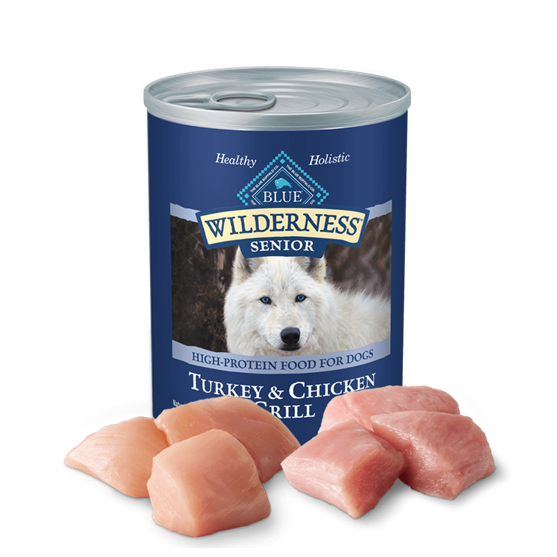 Blue Buffalo Wilderness Grain Free Senior Turkey Chicken 12.5 oz Dog Food