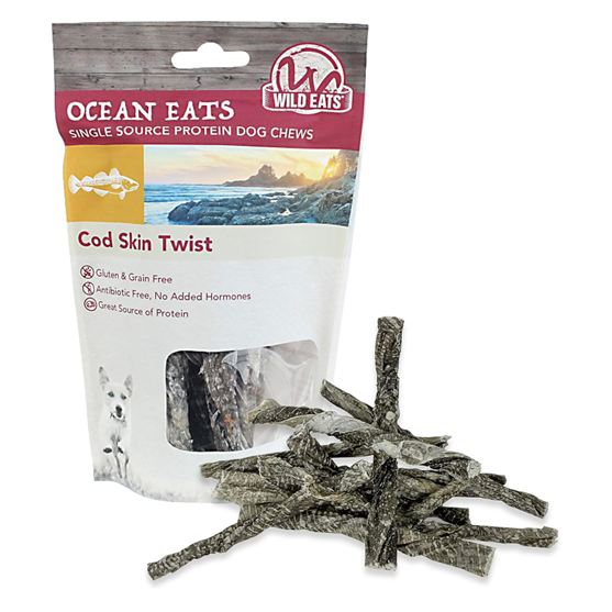 Wild Eats Cod Skin Twists Dog Treat 12 pack