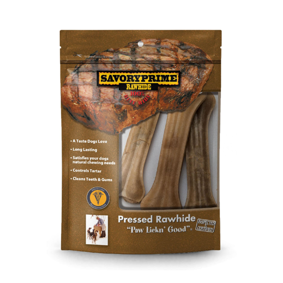 Savory Prime Rawhide Compressed Bone 6.5" 3 pack