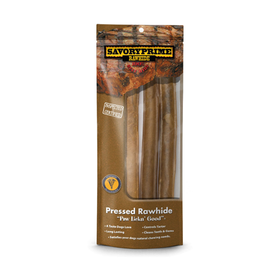 Savory Prime Rawhide Pressed Roll 10" 3 pack