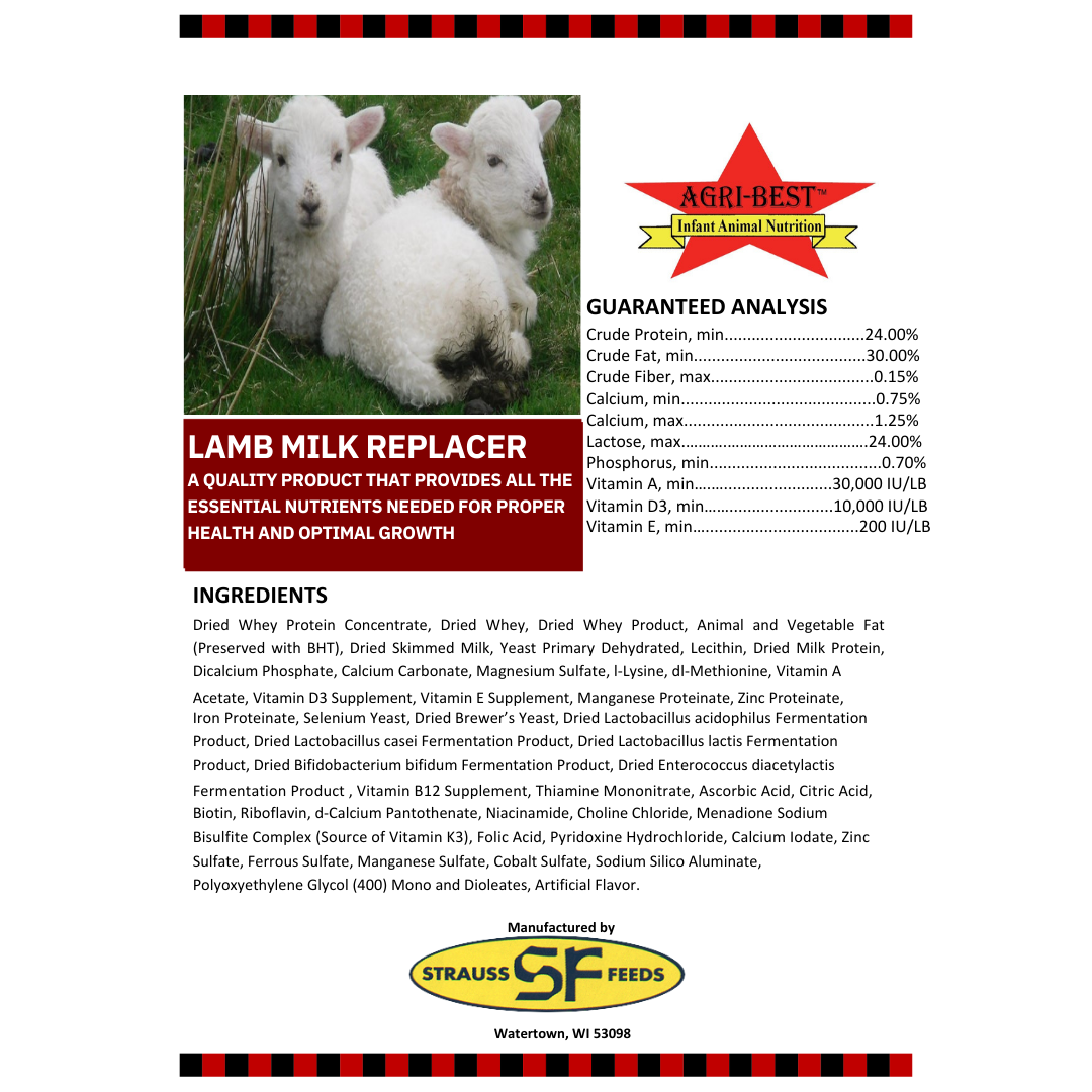 Agri Best Lamb Milk Replacer 24/30 NM pH PB MOS 6 lb