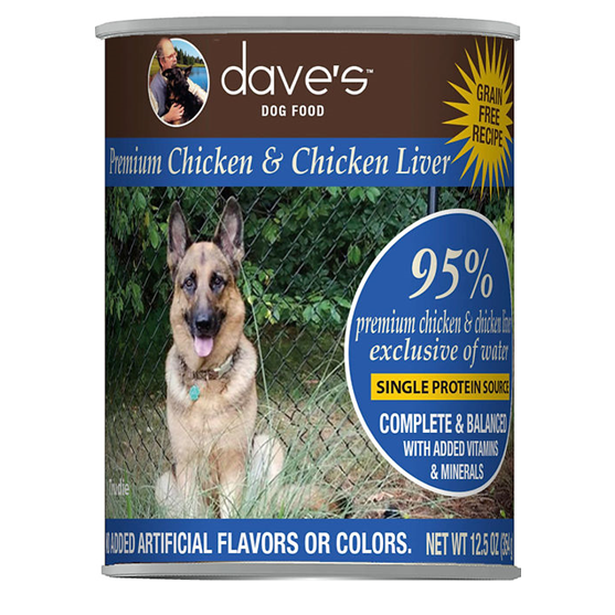 Dave's Premium Grain Free Chicken 95% Meat 13 oz Dog Food