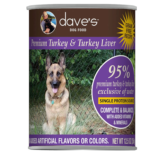 Dave's Premium Grain Free Turkey 95% Meat 13 oz Dog Food