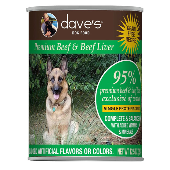 Dave's Premium Grain Free Beef 95% Meat 13 oz Dog Food