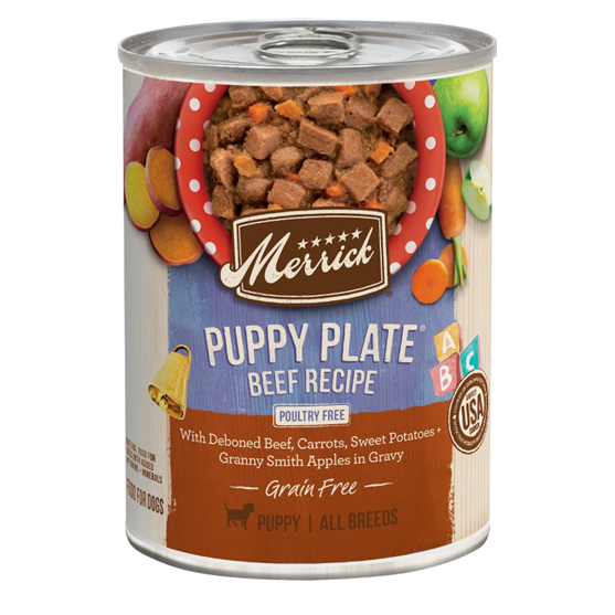 Merrick's Grain Free Puppy Plate Beef in Gravy 12.7 oz Dog Food
