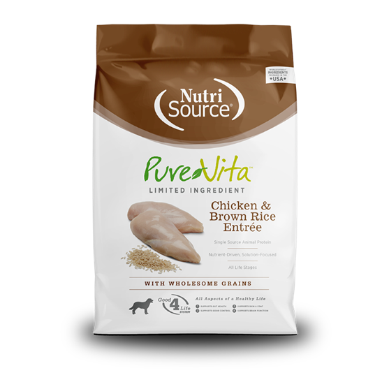 Pure Vita Chicken Brown Rice 25 lb Dog Food