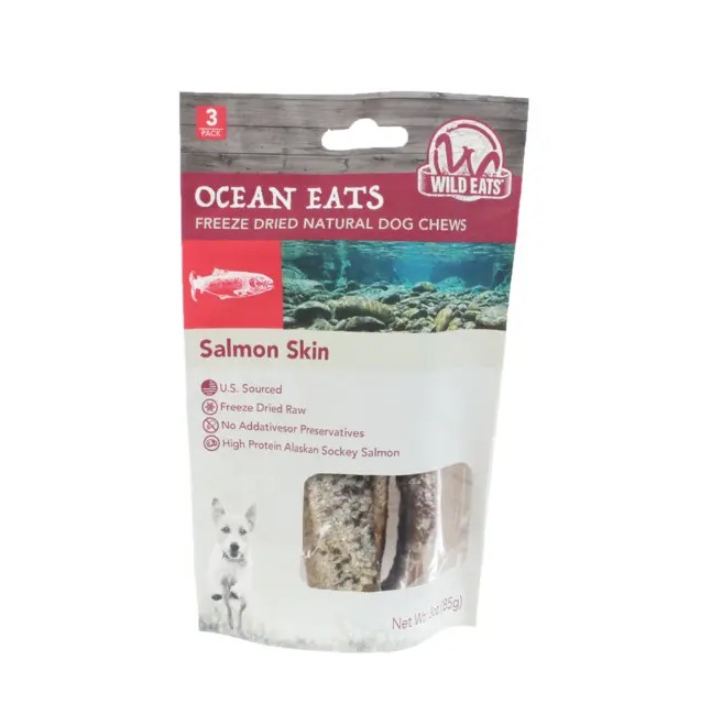 Wild Eats Salmon Skin Cigar Half 6" Dog Chew 3 pack