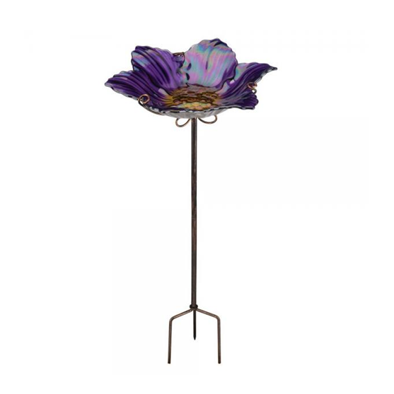 Regal Art And Gift Purple Glass Birdbath/Feeder