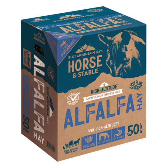 Blue Mountain Hay Alfalfa Hay Compressed Bale in a Box 50 lb