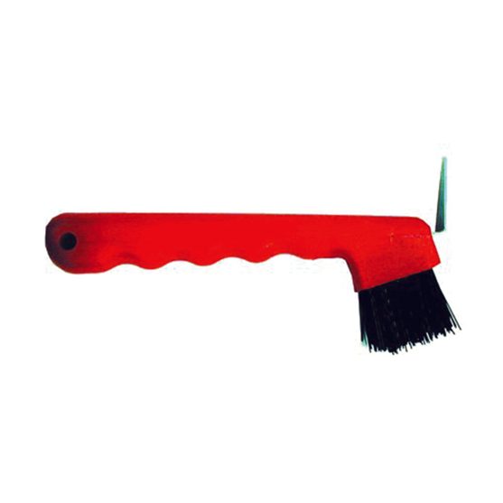 Partrade Hoof Pick with Brush Red 7"