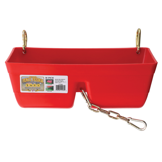 Miller Manufacturing Fence Feeder with Clips Red 16"