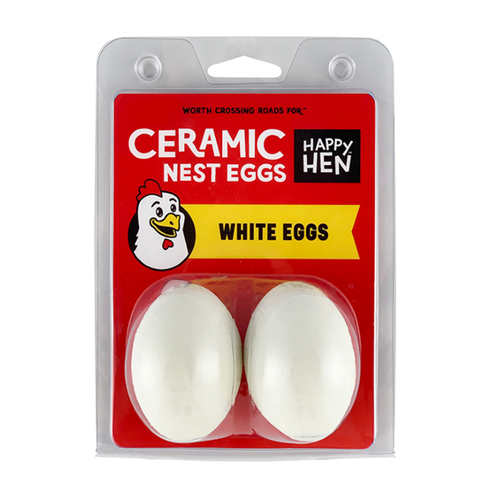Happy Hen Ceramic Eggs 2 Pack White