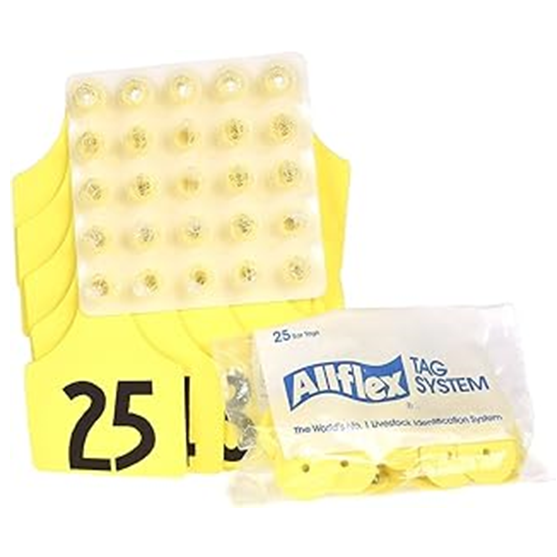 Allflex Ear Tags Large Yellow Female With Backs Numbers 1-25